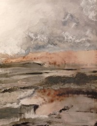 Rabia Mushkur, 48 x 36 Inches,  Acrylic, Coffee and Plaster, AC-RM-001